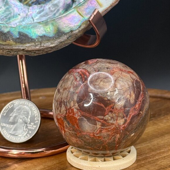 Money Agate Sphere Crystal Polished Crazy Lace Agate 138.91g 47.8mm - Picture 9 of 9